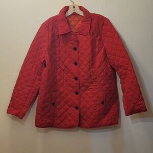 J.Jill Heritage Red Diamond Quilted Jacket Coat
